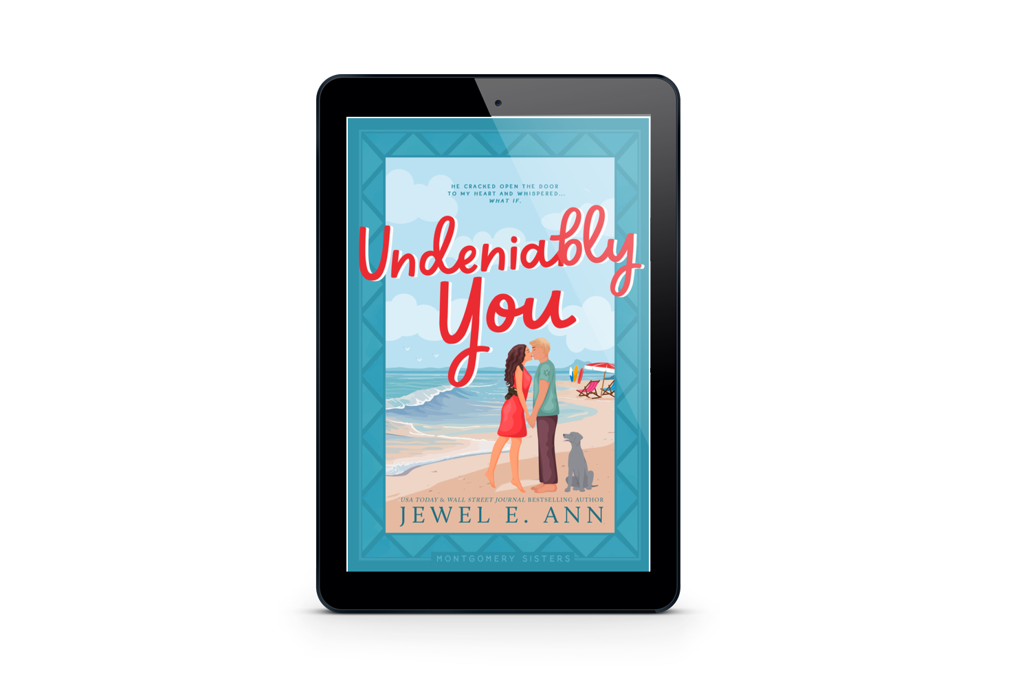 ebook mockup of the Undeniably You illustrated cover by Jewel E. Ann, a contemporary romance