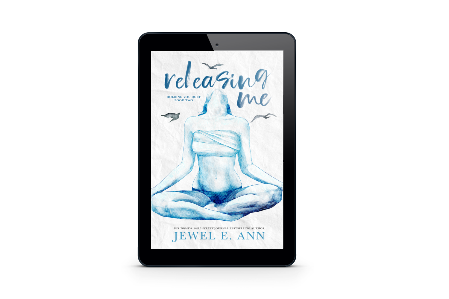 Ebook mockup of the cover of Releasing Me by Jewel E. Ann, a contemporary romance