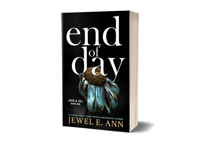 Paperback book mockup up of a cover of End of Day by Jewel E. Ann a romantic suspense novel