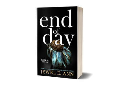 Paperback book mockup up of a cover of End of Day by Jewel E. Ann a romantic suspense novel