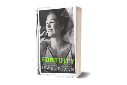 Paperback mockup up of a cover of Fortuity by Jewel E. Ann a contemporary romance