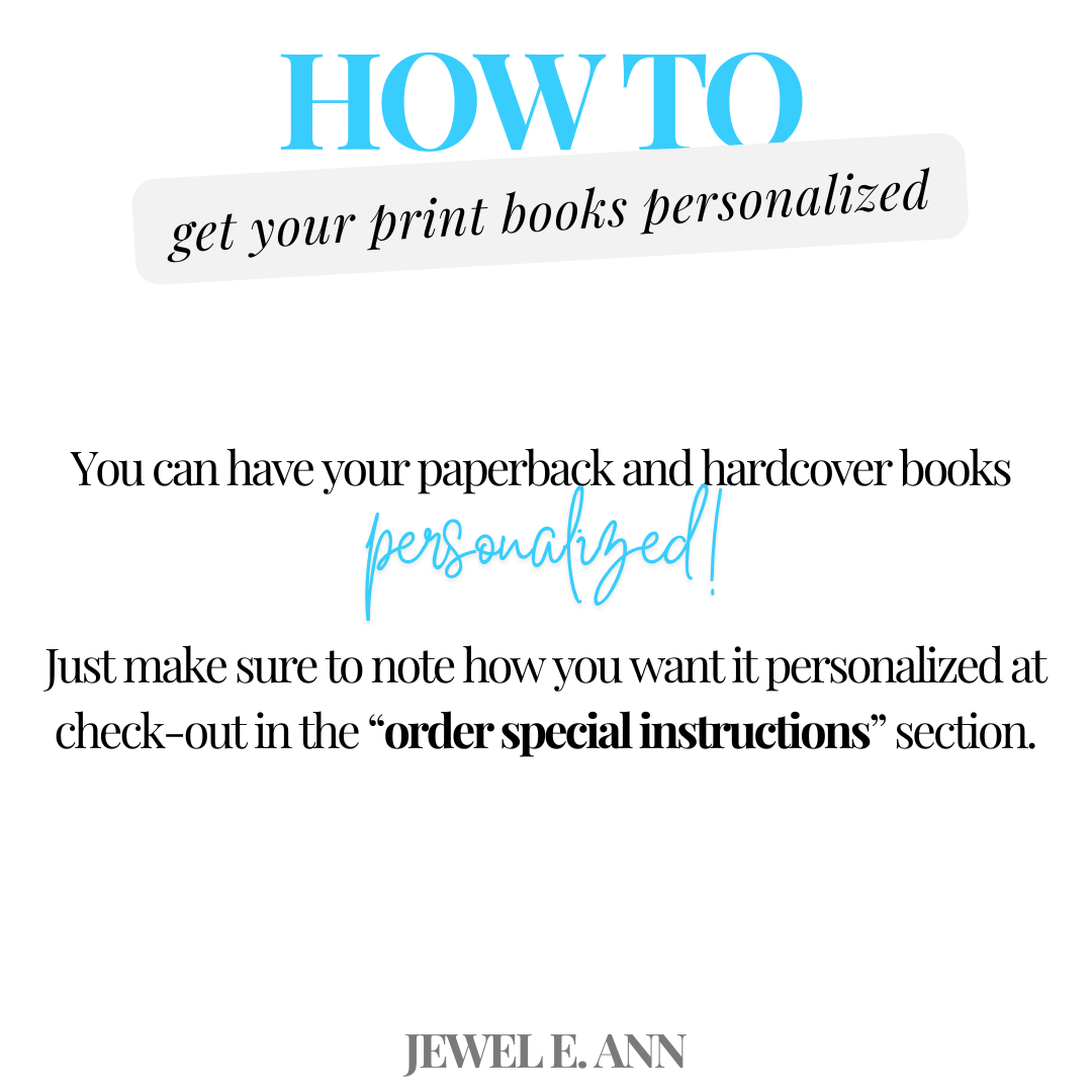 graphic explaining how to get print books that are ordered personalized. States to do so one just needs to put a note in the special instructions section at checkout with how they wish to have the book personalized.