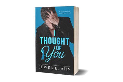 Paperback mockup of I Thought of You cover by Jewel E Ann, a contemporary romance