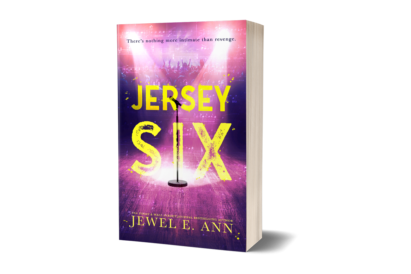 Paperback mockup up of a special edition cover of Jersey Six by Jewel E. Ann a romantic suspense novel