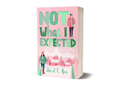 paperback mockup of the illustrated Not What I Expected cover by Jewel E Ann, a contemporary romance and women's fiction novel