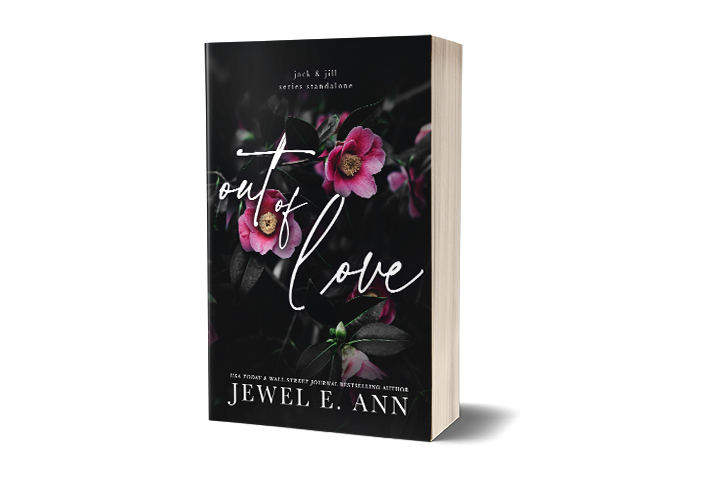 paperback mockup of the Out of Love cover by Jewel E Ann, a romantic suspense 