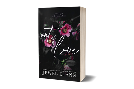 paperback mockup of the Out of Love cover by Jewel E Ann, a romantic suspense 