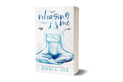 paperback mockup of the cover of Releasing Me by Jewel E. Ann, a contemporary romance