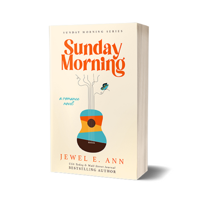 Paperback book mockup up of the discreet cover of Sunday Morning by Jewel E. Ann a new adult romance.