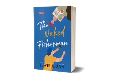 Paperback mockup up of a cover of The Naked Fisherman by Jewel E. Ann a new adult romance
