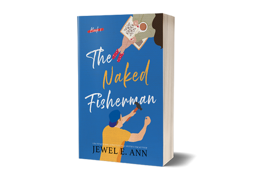 Paperback mockup up of a cover of The Naked Fisherman by Jewel E. Ann a new adult romance
