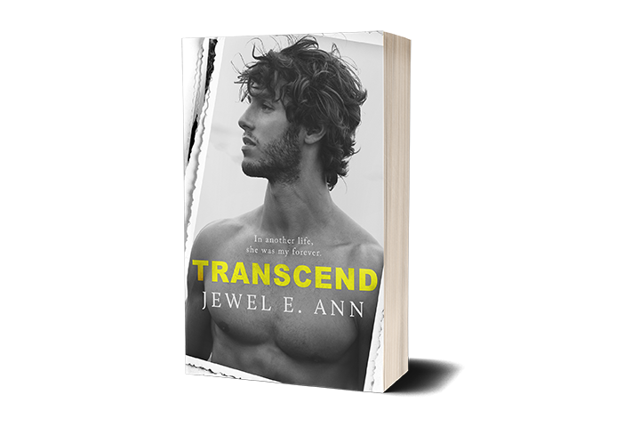 Paperback book mockup up of a cover of Transcend by Jewel E. Ann a contemporary romance