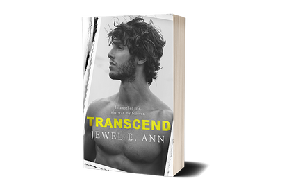 Paperback book mockup up of a cover of Transcend by Jewel E. Ann a contemporary romance