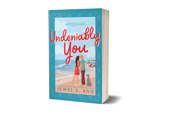 paperback mockup of the Undeniably You illustrated cover by Jewel E. Ann, a contemporary romance