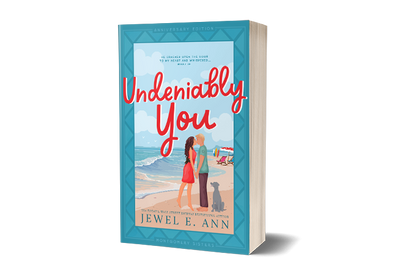 paperback mockup of the Undeniably You illustrated cover by Jewel E. Ann, a contemporary romance