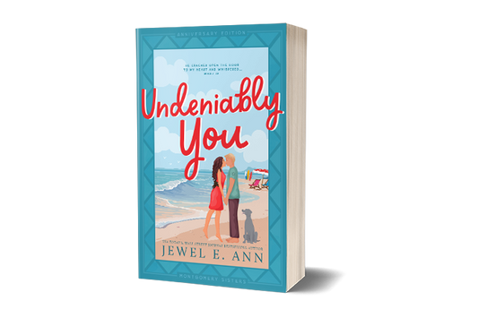 paperback mockup of the Undeniably You illustrated cover by Jewel E. Ann, a contemporary romance