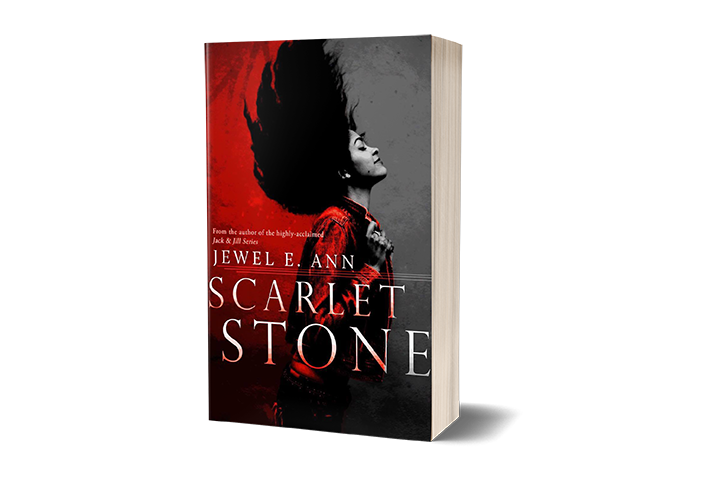 paperback mockup of the cover of Scarlet Stone by Jewel E. Ann, a contemporary romance