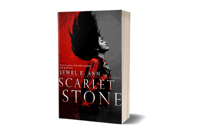 paperback mockup of the cover of Scarlet Stone by Jewel E. Ann, a contemporary romance