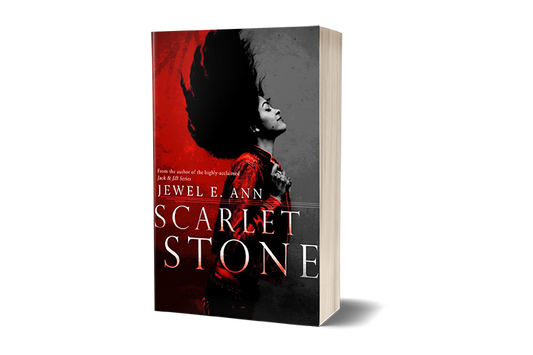 paperback mockup of the cover of Scarlet Stone by Jewel E. Ann, a contemporary romance